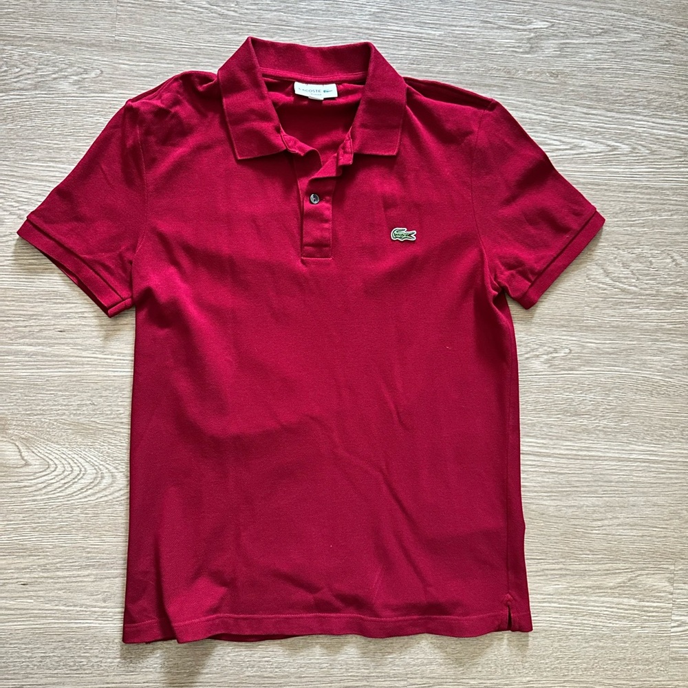Lacoste Men's Slim-Fit Petit Pique Cotton Polo Red